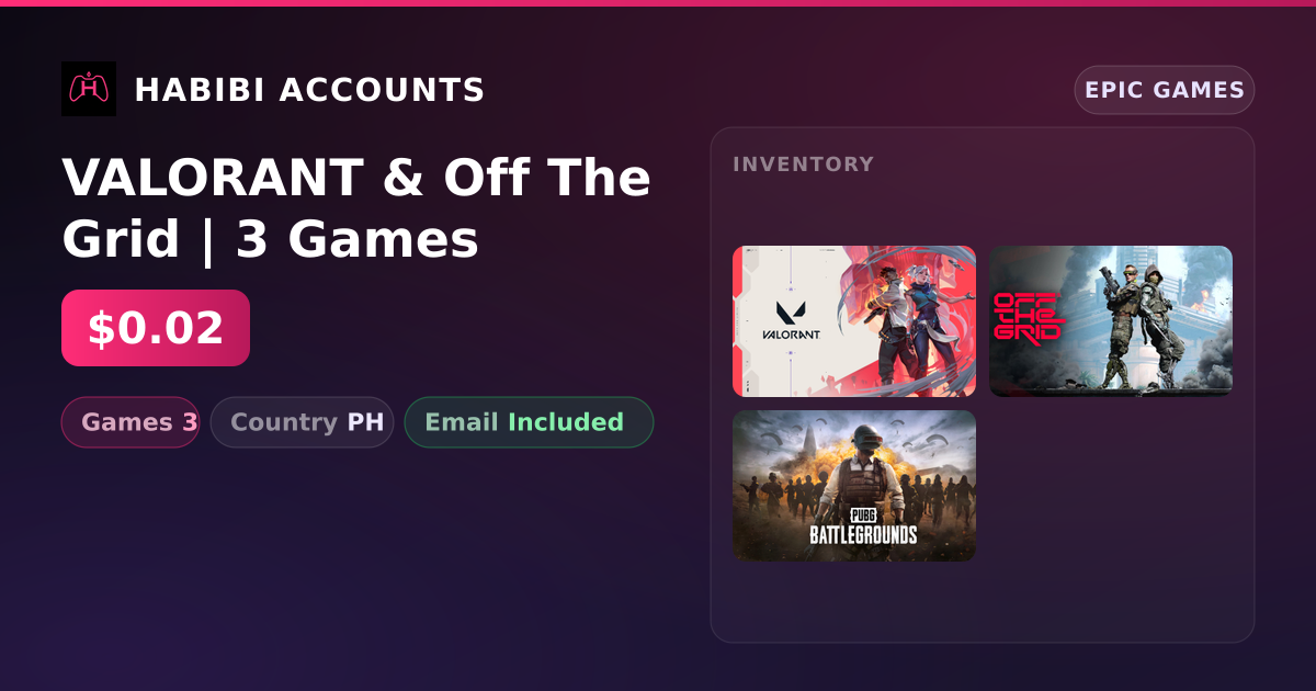 VALORANT & Off The Grid | 3 Games — HabibiAccounts