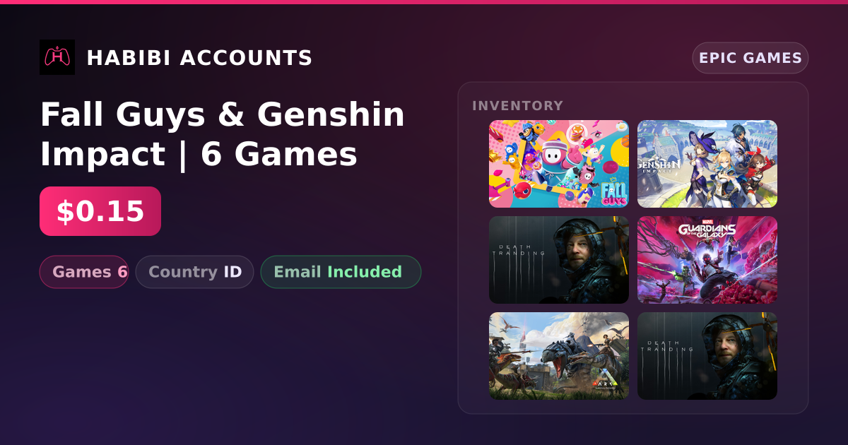 Fall Guys & Genshin Impact | 6 Games — HabibiAccounts