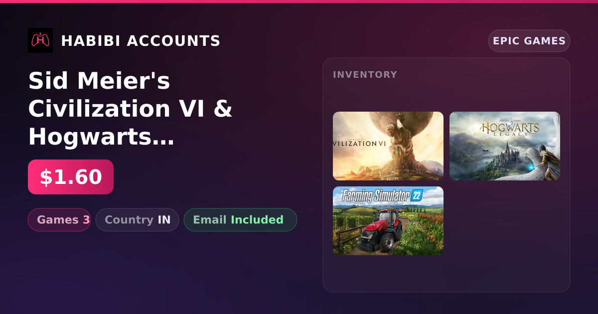Sid Meier's Civilization VI & Hogwarts Legacy | 3 Games — HabibiAccounts