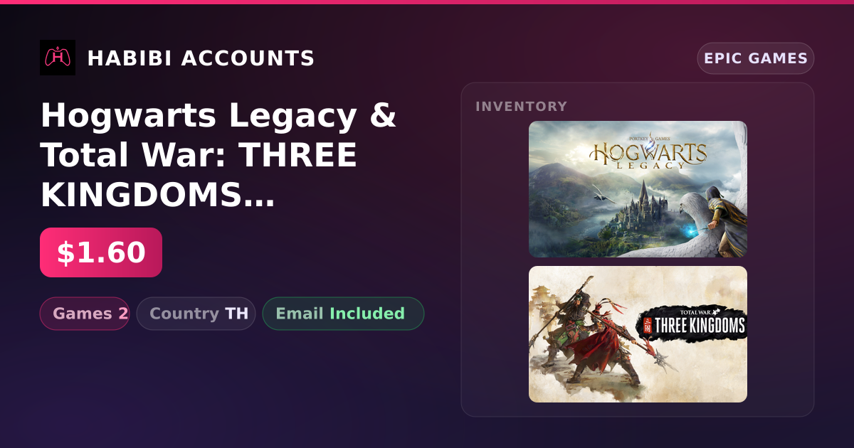 Hogwarts Legacy & Total War: THREE KINGDOMS | 2 Games — HabibiAccounts
