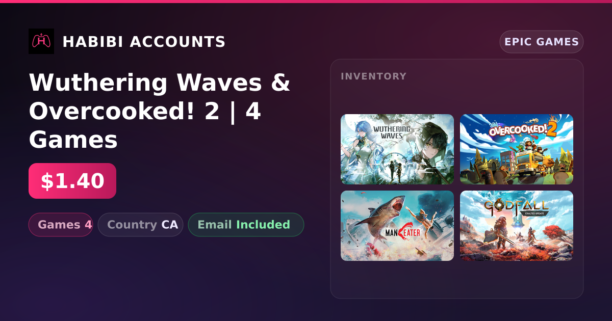 Wuthering Waves & Overcooked! 2 | 4 Games — HabibiAccounts