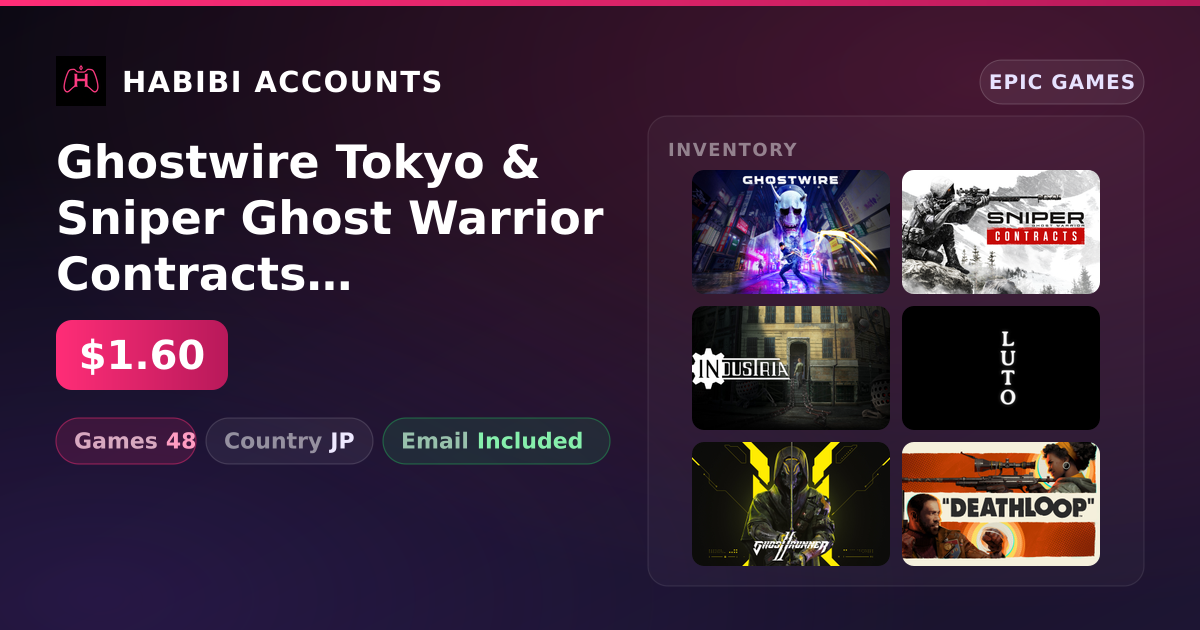 Ghostwire Tokyo & Sniper Ghost Warrior Contracts | 48 Games — HabibiAccounts