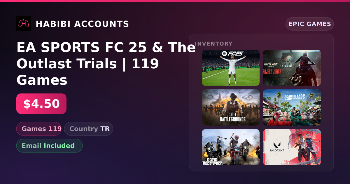 EA SPORTS FC 25 & The Outlast Trials | 119 Games — HabibiAccounts