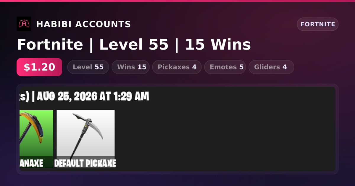 Fortnite | Level 55 | 15 Wins — HabibiAccounts