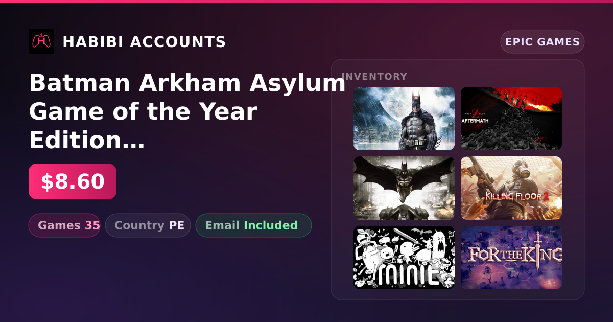 Batman Arkham Asylum Game of the Year Edition & World War Z | 35 Games — HabibiAccounts