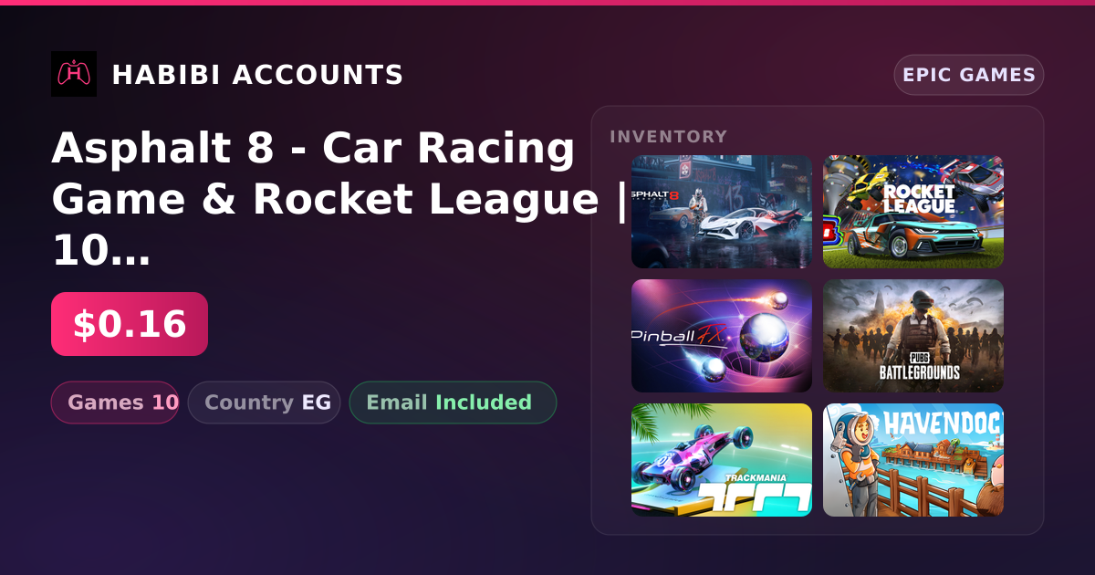 Asphalt 8 - Car Racing Game & Rocket League | 10 Games — HabibiAccounts
