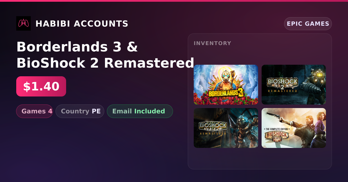 Borderlands 3 & BioShock 2 Remastered | 4 Games — HabibiAccounts