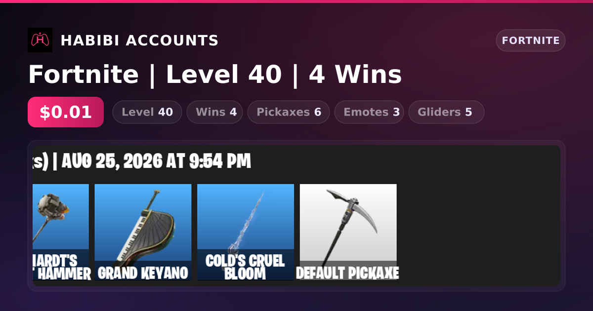 Fortnite | Level 40 | 4 Wins — HabibiAccounts