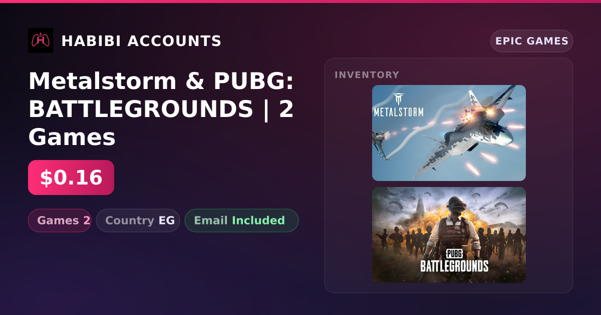 Metalstorm & PUBG: BATTLEGROUNDS | 2 Games — HabibiAccounts
