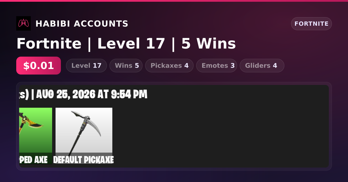 Fortnite | Level 17 | 5 Wins — HabibiAccounts