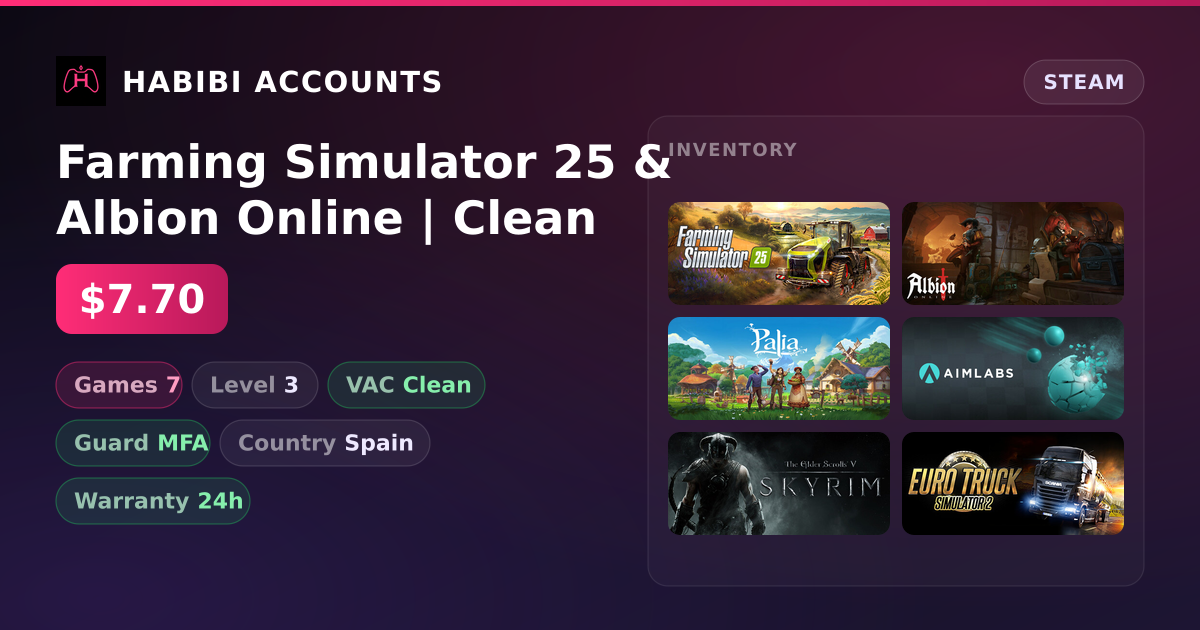 Farming Simulator 25 & Albion Online | Clean — HabibiAccounts