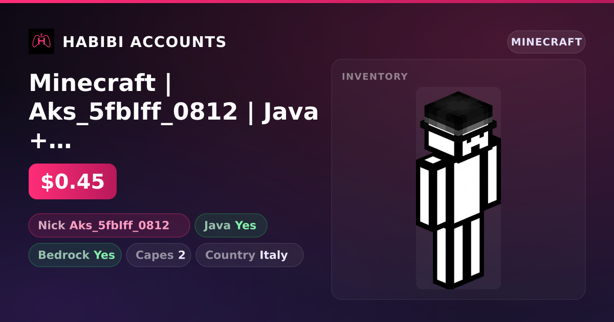 Minecraft | Aks_5fbIff_0812 | Java + Bedrock | 2 Capes — HabibiAccounts
