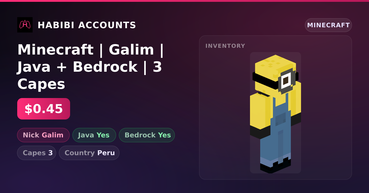 Minecraft | Galim | Java + Bedrock | 3 Capes — HabibiAccounts