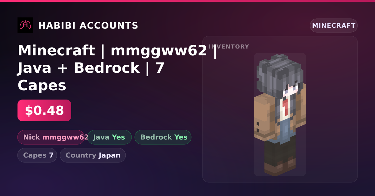 Minecraft | mmggww62 | Java + Bedrock | 7 Capes — HabibiAccounts