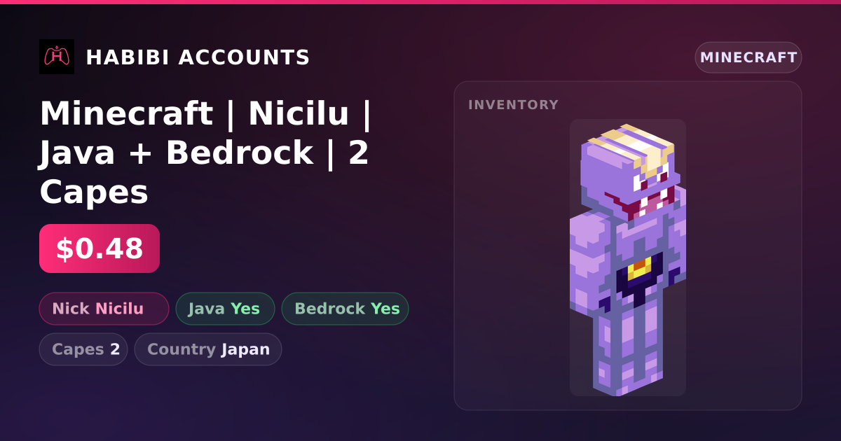 Minecraft | Nicilu | Java + Bedrock | 2 Capes — HabibiAccounts