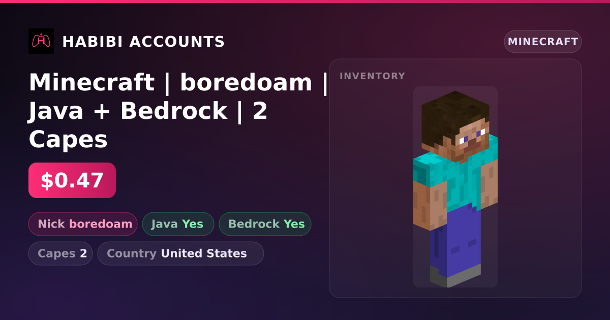 Minecraft | boredoam | Java + Bedrock | 2 Capes — HabibiAccounts