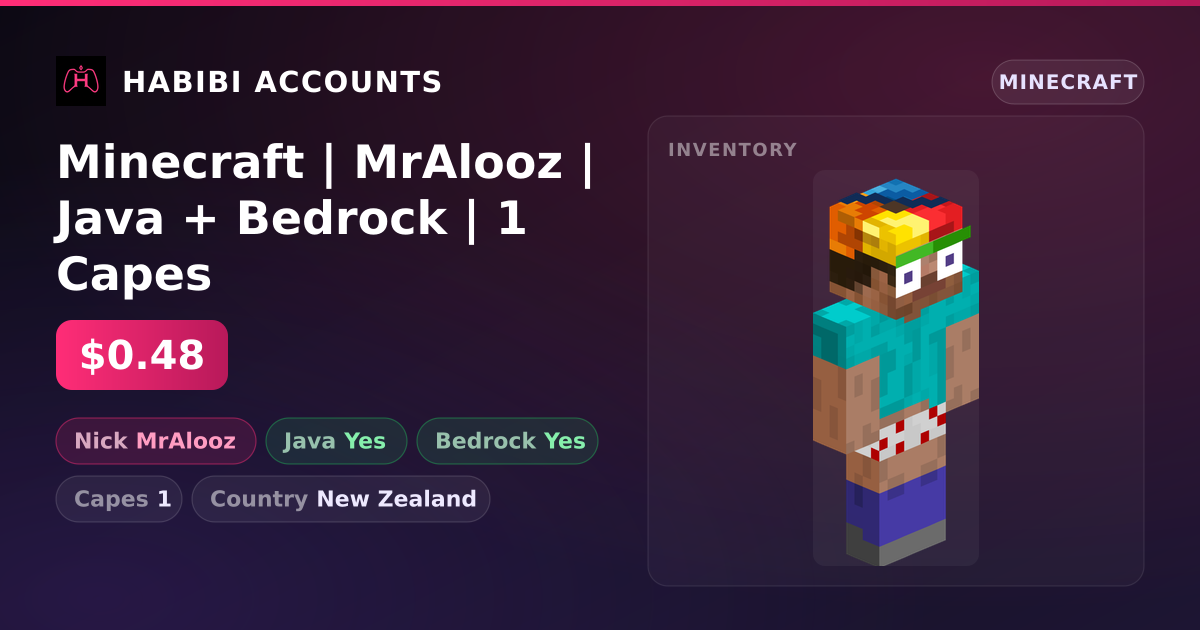 Minecraft | MrAlooz | Java + Bedrock | 1 Capes — HabibiAccounts