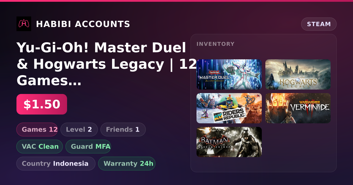 Yu-Gi-Oh! Master Duel & Hogwarts Legacy | 12 Games | Clean — HabibiAccounts