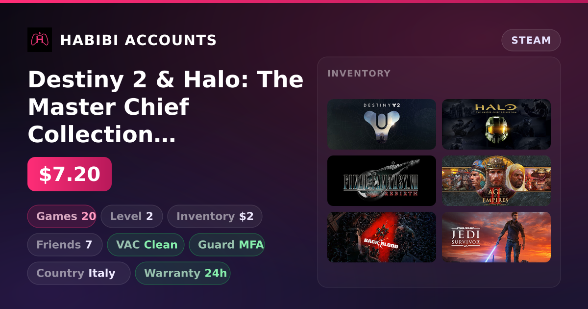 Destiny 2 & Halo: The Master Chief Collection | 20 Games | Clean — HabibiAccounts
