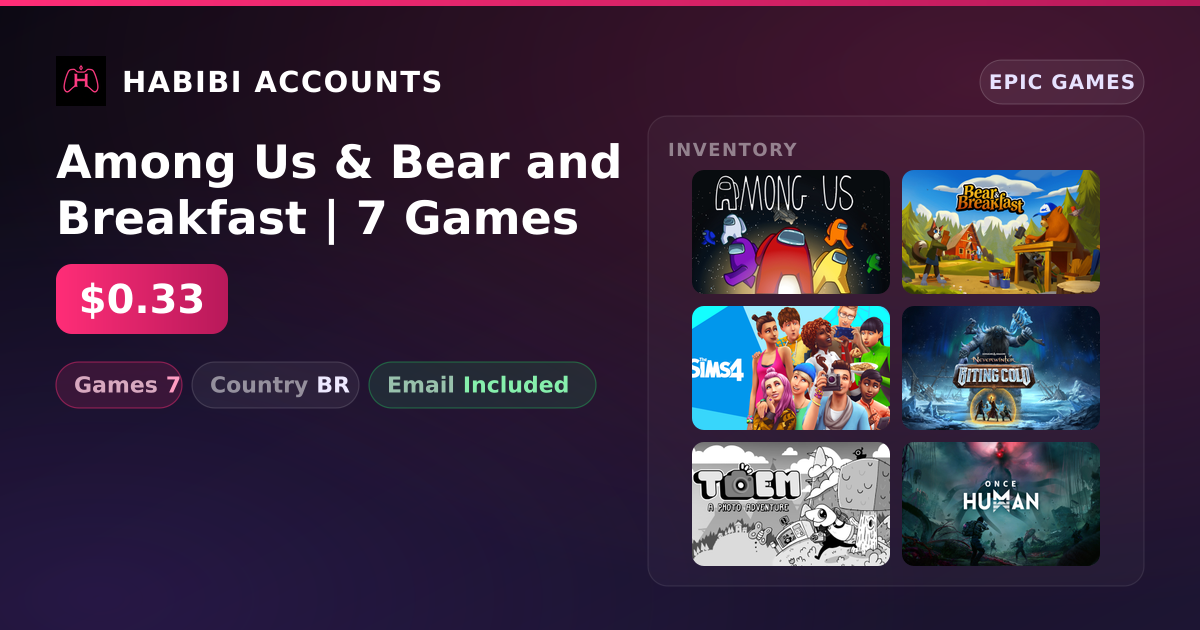 Among Us & Bear and Breakfast | 7 Games — HabibiAccounts