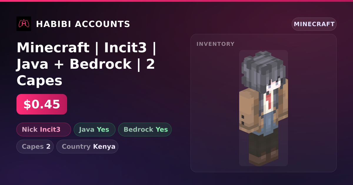 Minecraft | Incit3 | Java + Bedrock | 2 Capes — HabibiAccounts