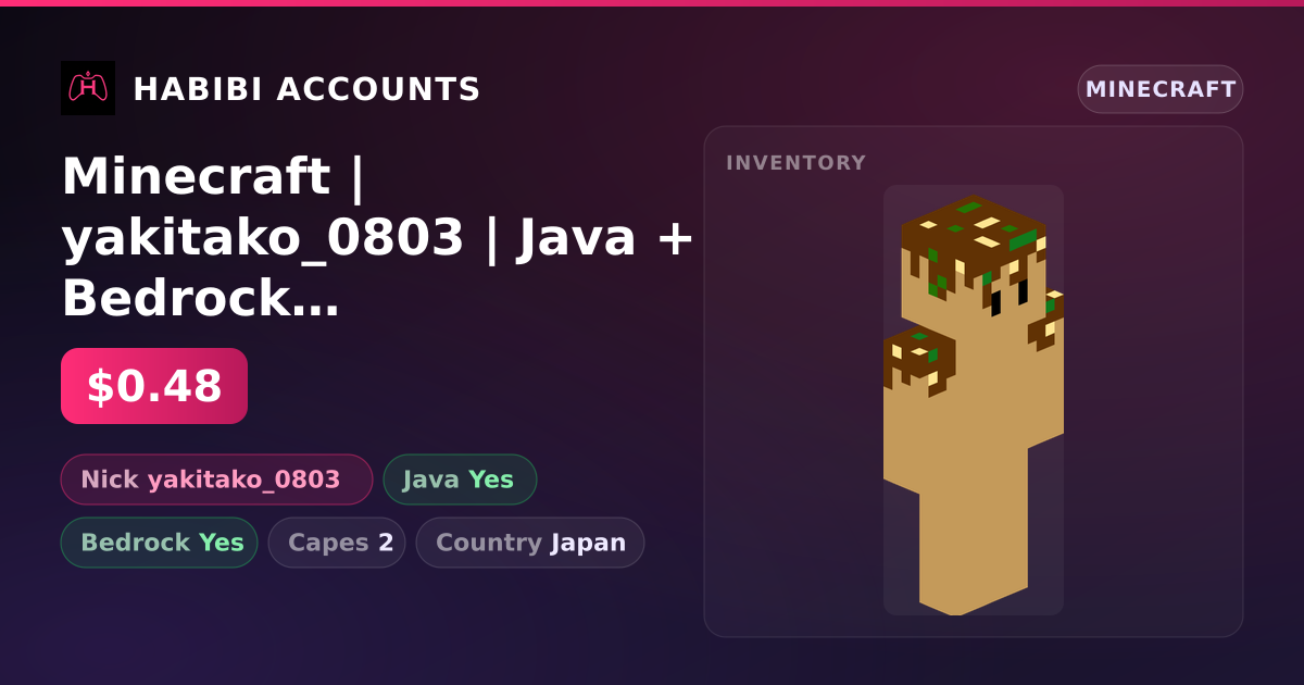 Minecraft | yakitako_0803 | Java + Bedrock | 2 Capes — HabibiAccounts