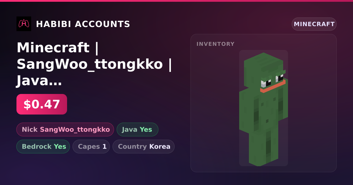 Minecraft | SangWoo_ttongkko | Java + Bedrock | 1 Capes — HabibiAccounts