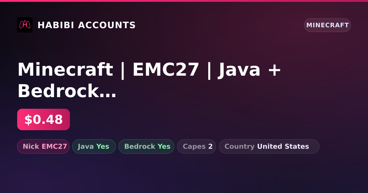 Minecraft | EMC27 | Java + Bedrock | 2 Capes — HabibiAccounts