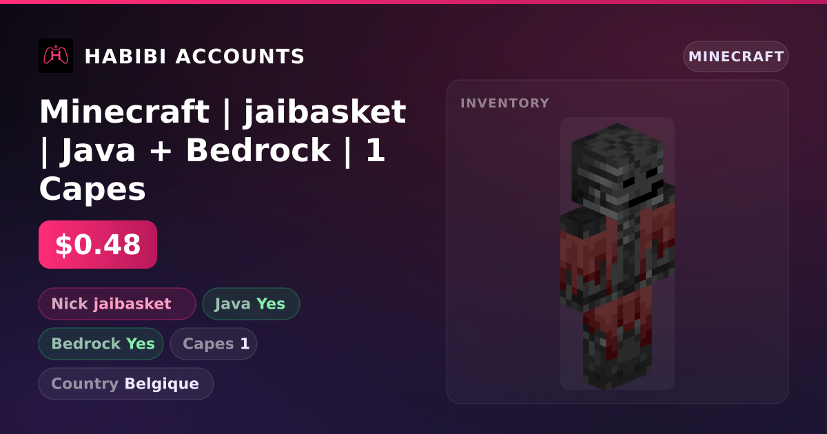 Minecraft | jaibasket | Java + Bedrock | 1 Capes — HabibiAccounts
