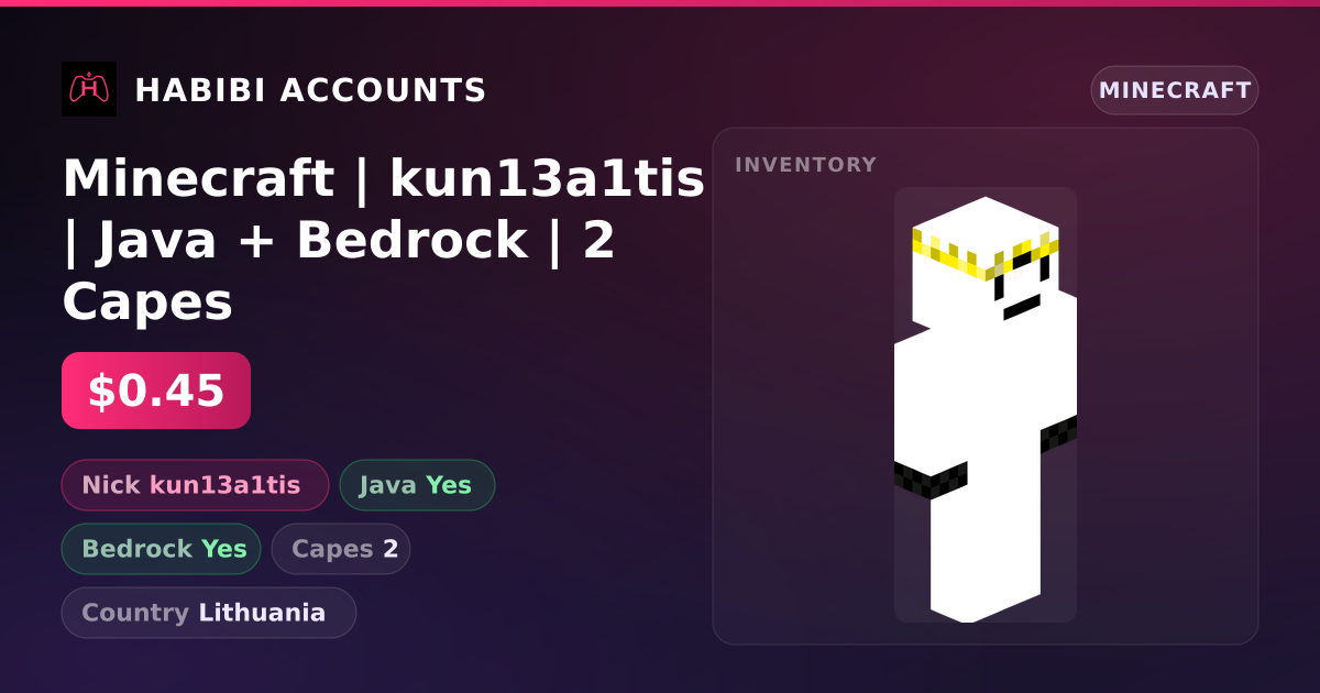 Minecraft | kun13a1tis | Java + Bedrock | 2 Capes — HabibiAccounts