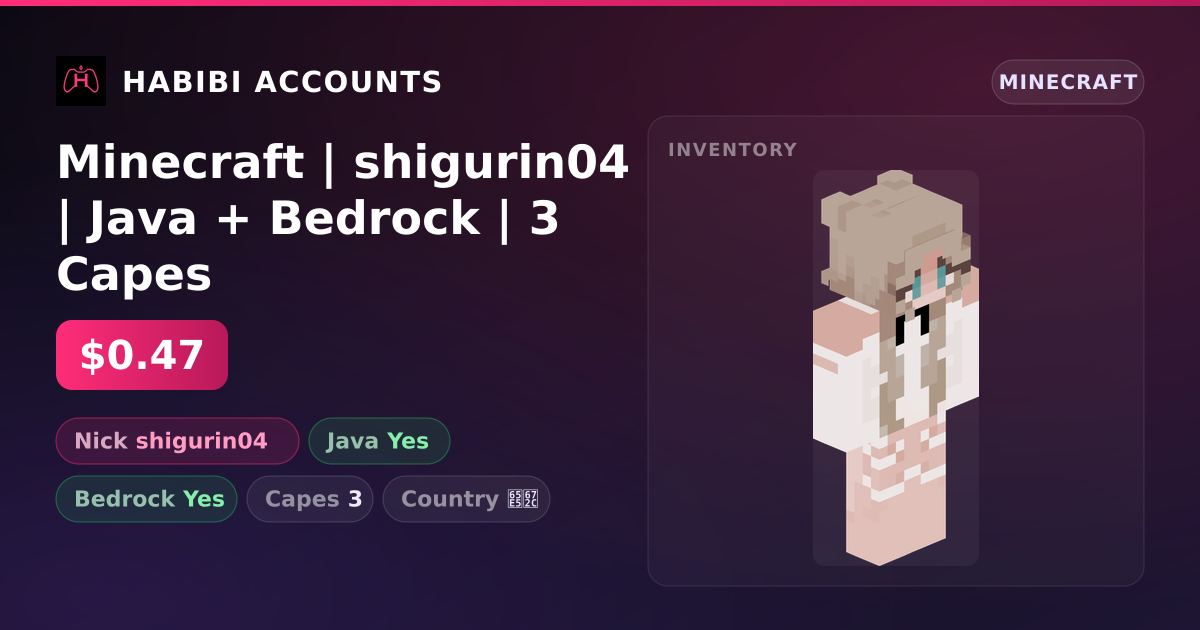 Minecraft | shigurin04 | Java + Bedrock | 3 Capes — HabibiAccounts