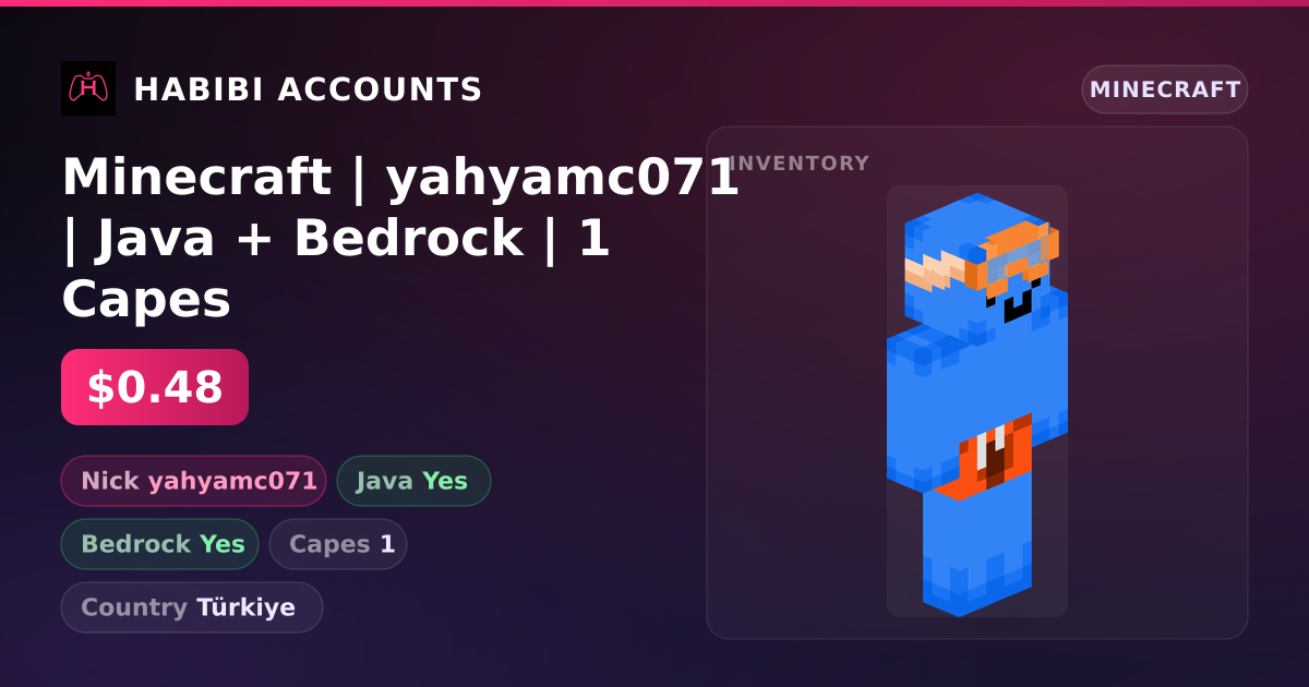 Minecraft | yahyamc071 | Java + Bedrock | 1 Capes — HabibiAccounts