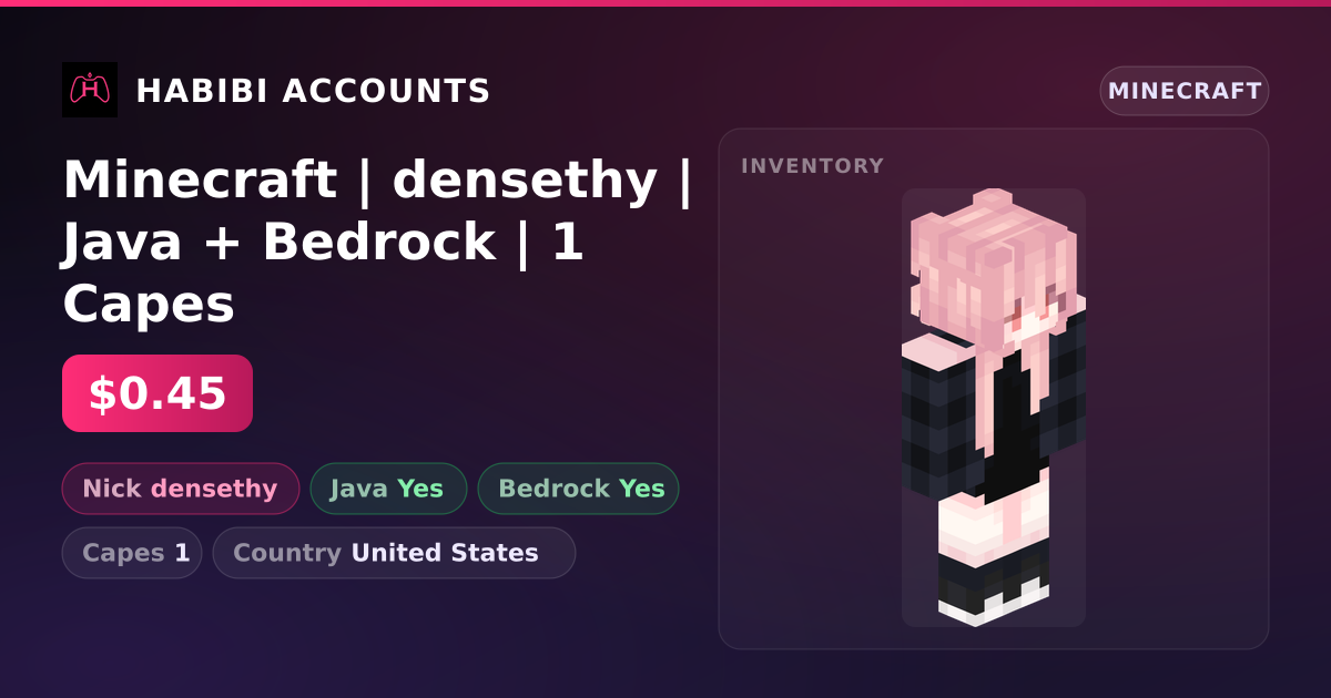 Minecraft | densethy | Java + Bedrock | 1 Capes — HabibiAccounts