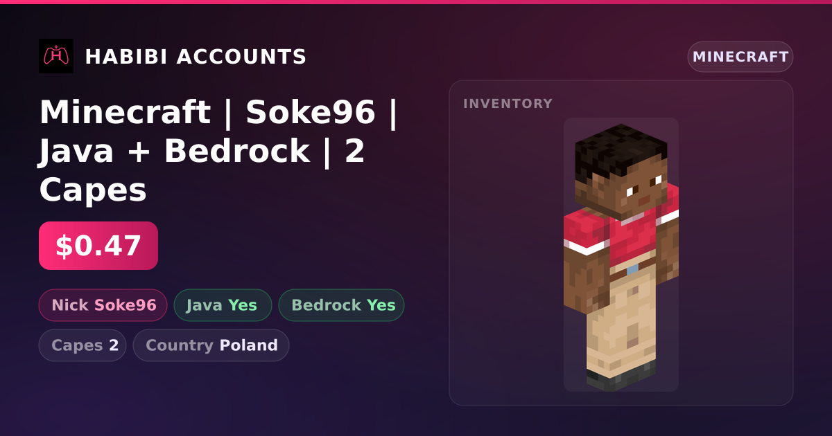 Minecraft | Soke96 | Java + Bedrock | 2 Capes — HabibiAccounts