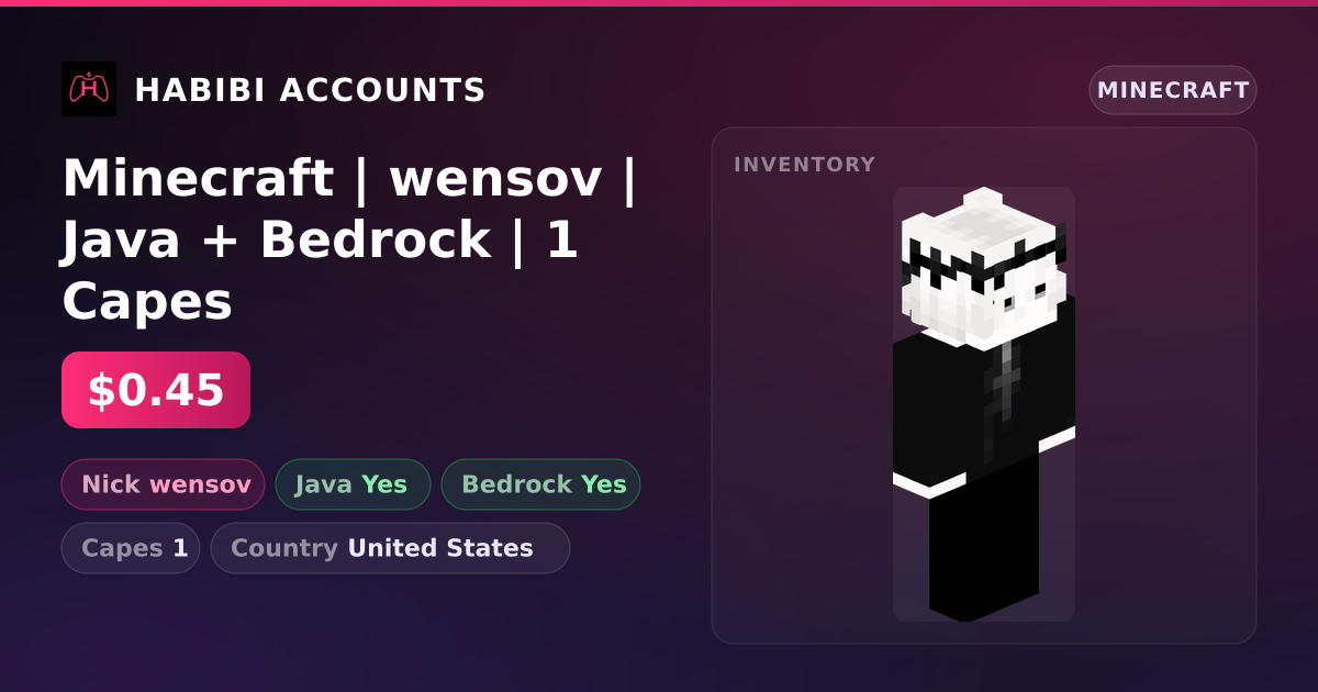 Minecraft | wensov | Java + Bedrock | 1 Capes — HabibiAccounts