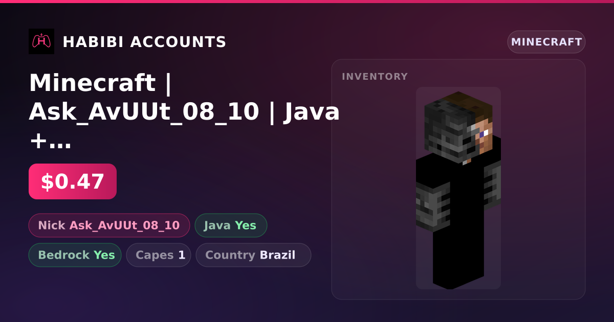 Minecraft | Ask_AvUUt_08_10 | Java + Bedrock | 1 Capes — HabibiAccounts