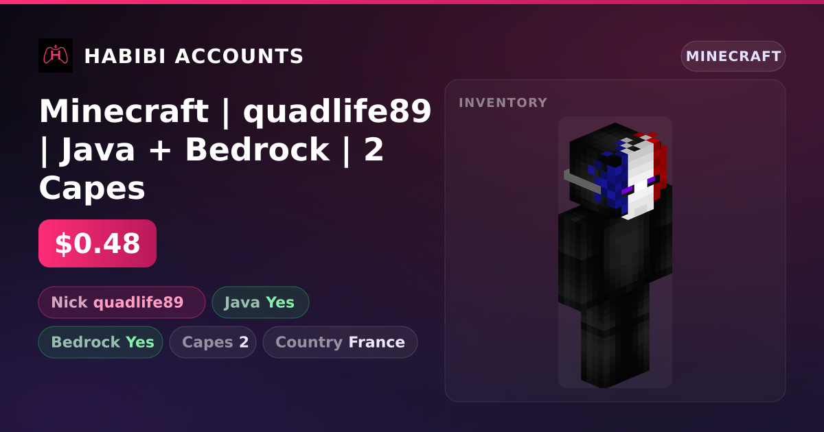 Minecraft | quadlife89 | Java + Bedrock | 2 Capes — HabibiAccounts