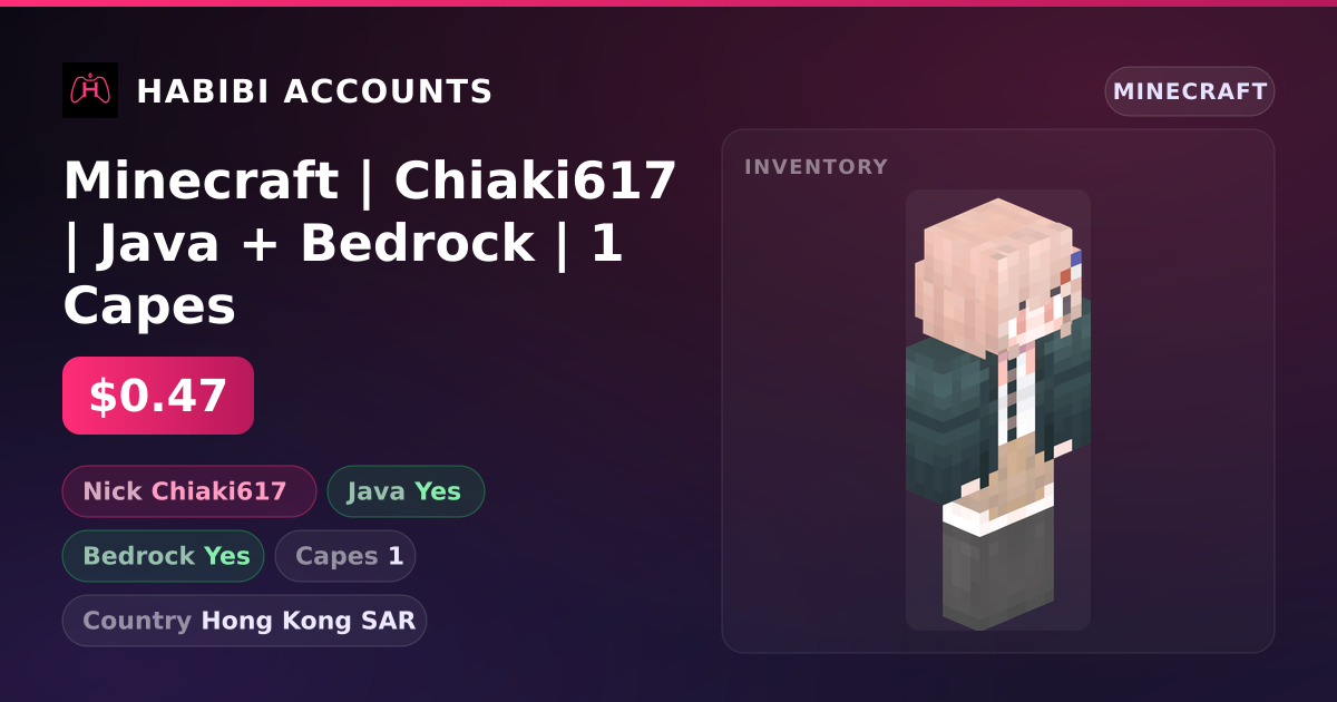 Minecraft | Chiaki617 | Java + Bedrock | 1 Capes — HabibiAccounts