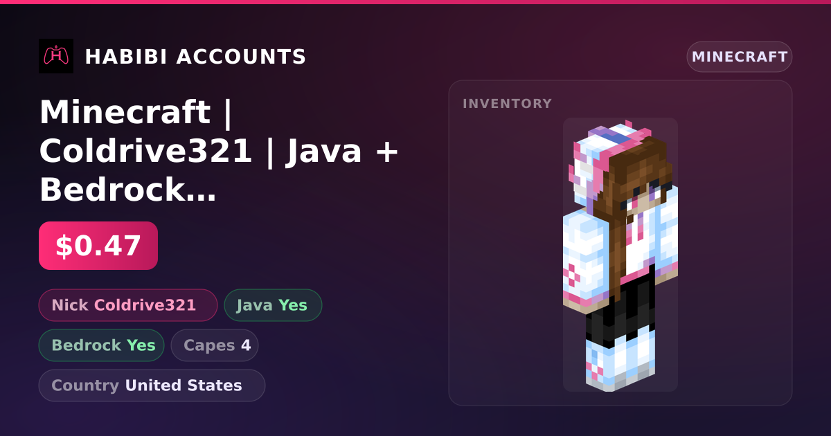 Minecraft | Coldrive321 | Java + Bedrock | 4 Capes — HabibiAccounts