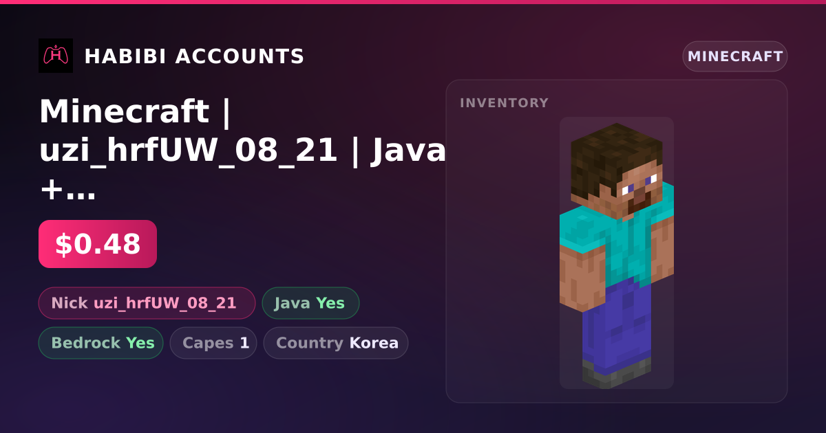 Minecraft | uzi_hrfUW_08_21 | Java + Bedrock | 1 Capes — HabibiAccounts