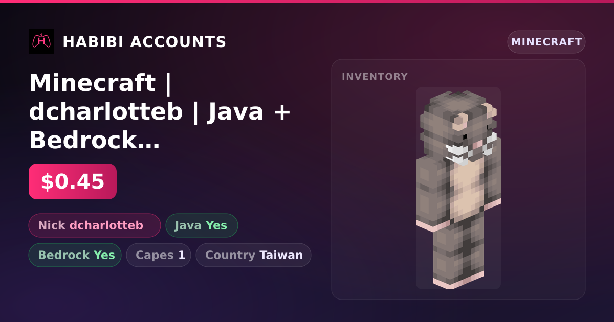Minecraft | dcharlotteb | Java + Bedrock | 1 Capes — HabibiAccounts