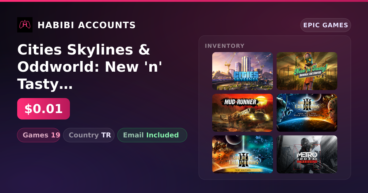 Cities Skylines & Oddworld: New 'n' Tasty | 19 Games — HabibiAccounts