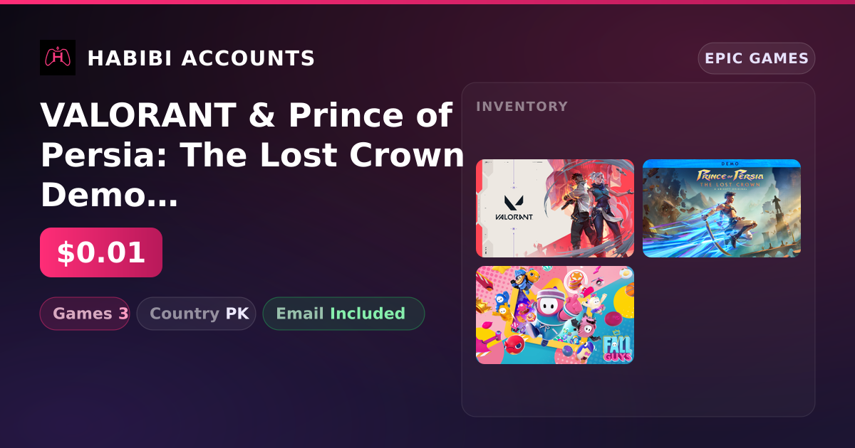 VALORANT & Prince of Persia: The Lost Crown Demo | 3 Games — HabibiAccounts