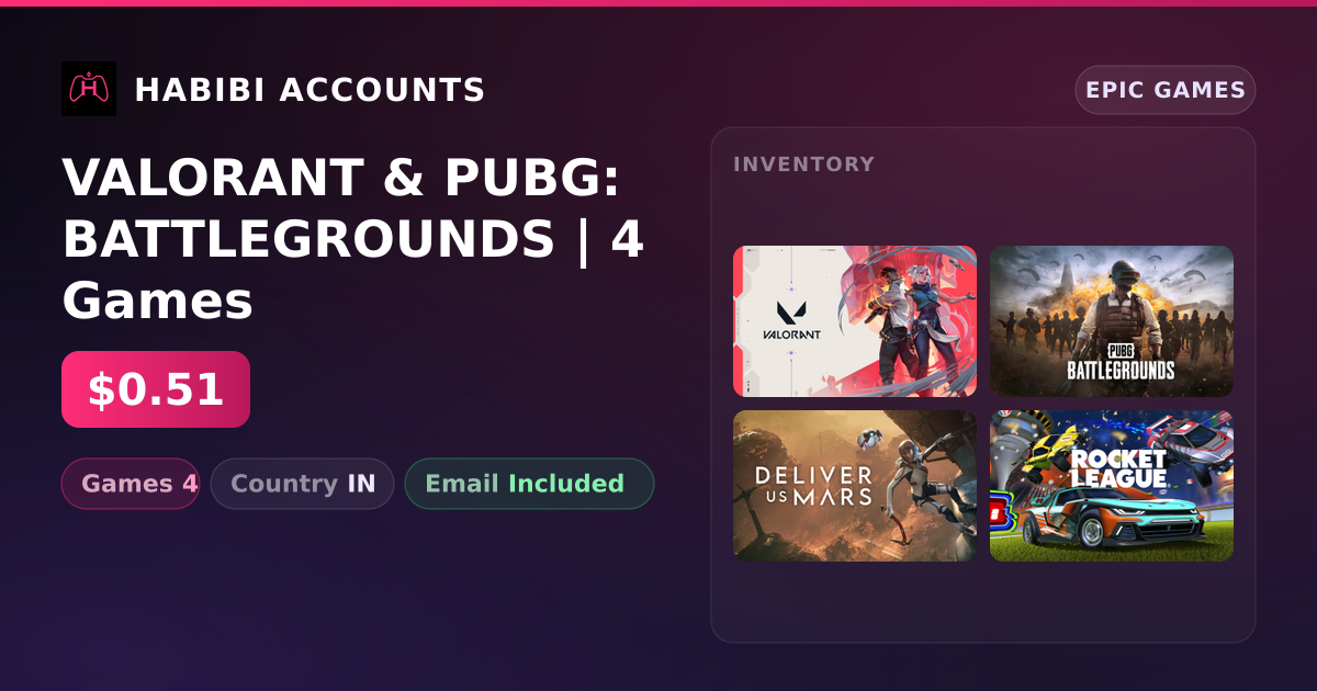 VALORANT & PUBG: BATTLEGROUNDS | 4 Games — HabibiAccounts