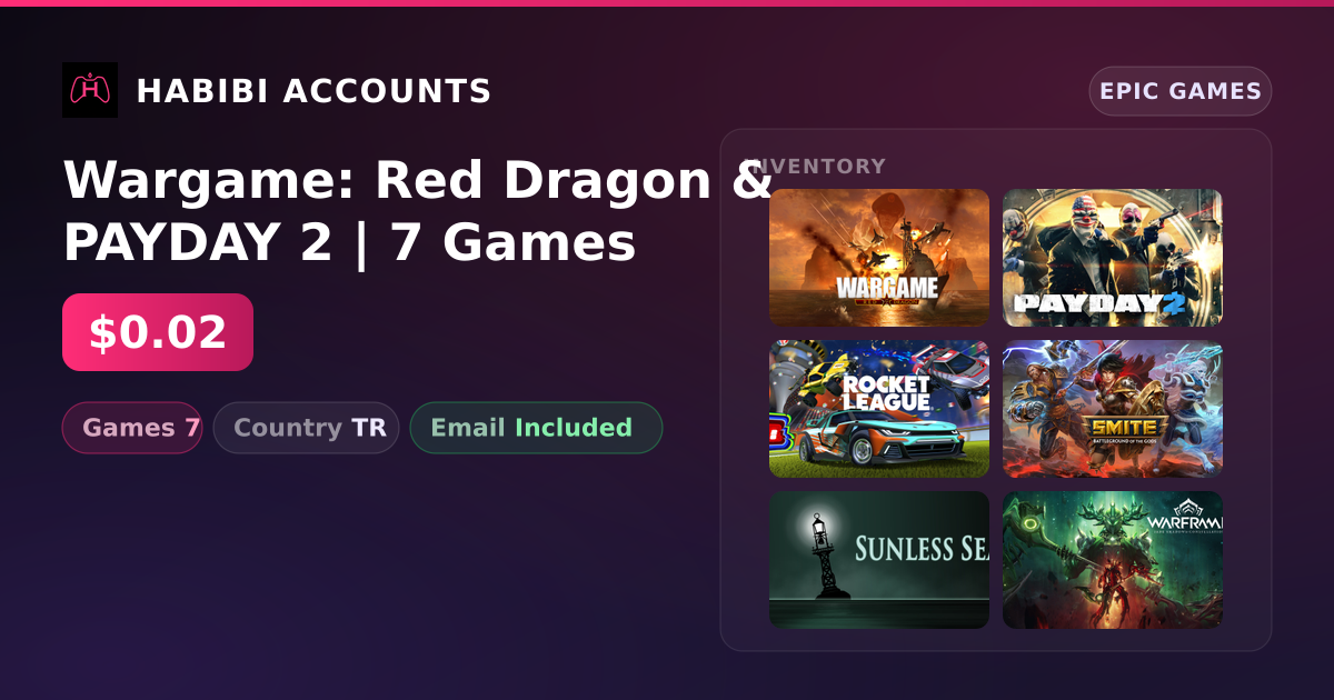 Wargame: Red Dragon & PAYDAY 2 | 7 Games — HabibiAccounts