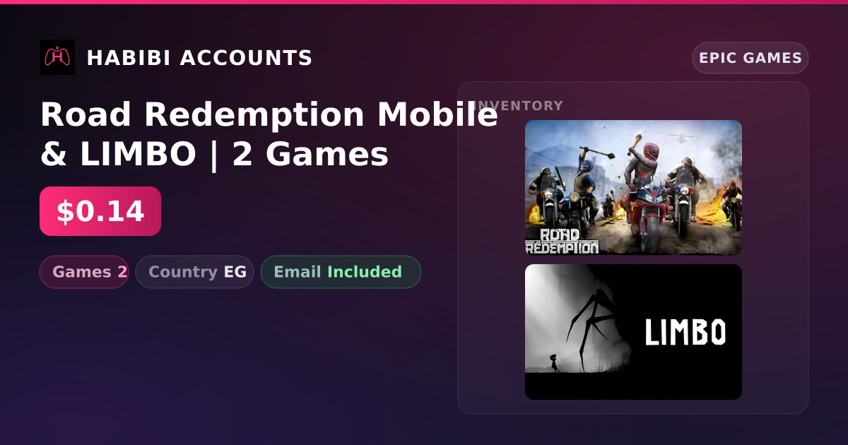 Road Redemption Mobile & LIMBO | 2 Games — HabibiAccounts