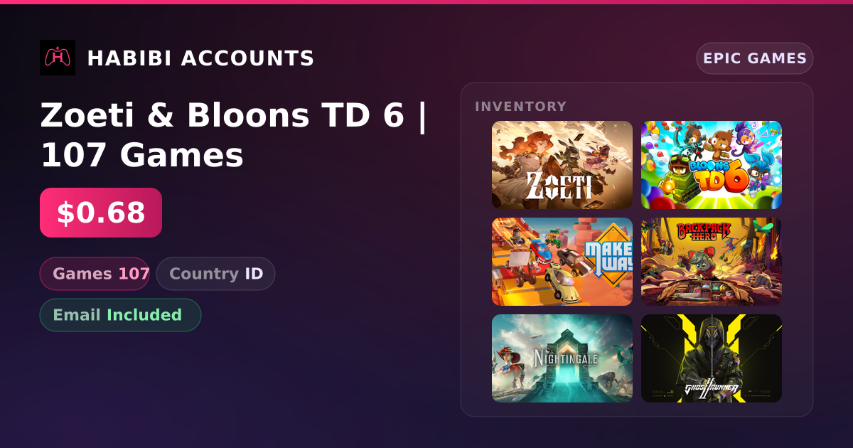 Zoeti & Bloons TD 6 | 107 Games — HabibiAccounts