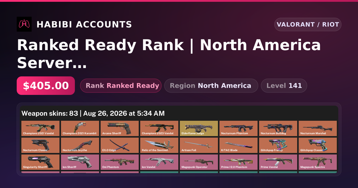 Ranked Ready Rank | North America Server | 83 Skins | 6 Knives | Level 141 — HabibiAccounts