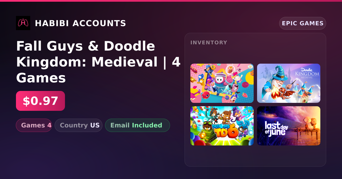 Fall Guys & Doodle Kingdom: Medieval | 4 Games — HabibiAccounts