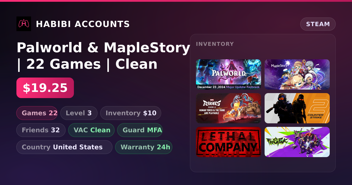 Palworld & MapleStory | 22 Games | Clean